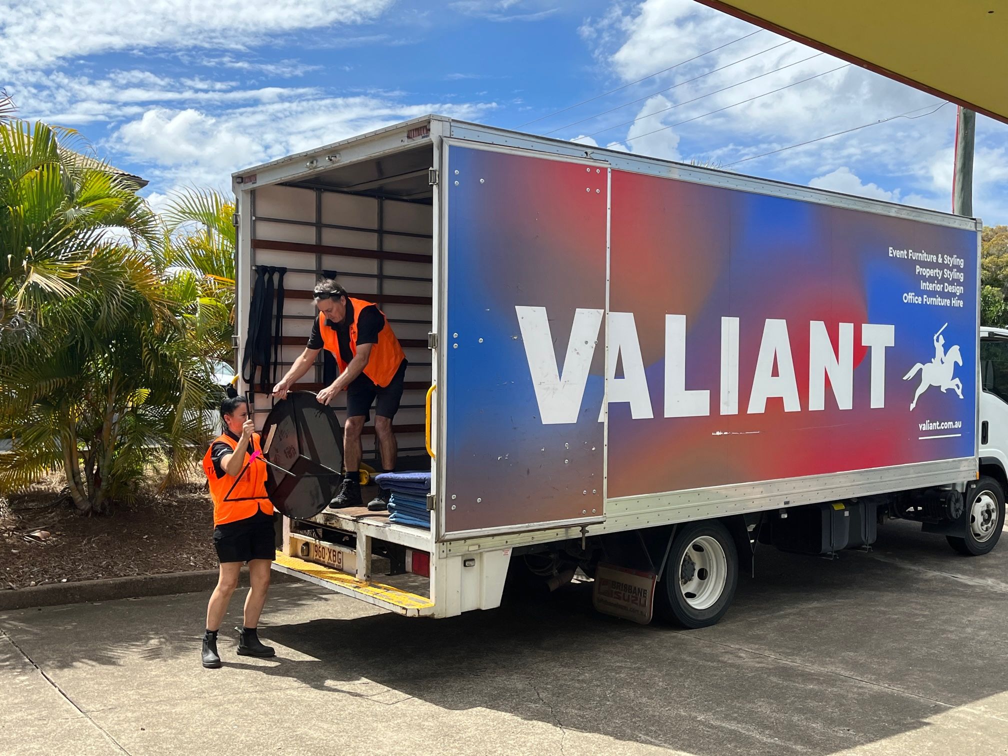 Truck delivering donated furniture
